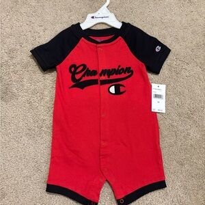 Champion Baby Bodysuit in Red and Black